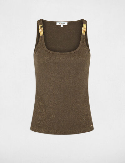 Vest top with thin straps khaki green women