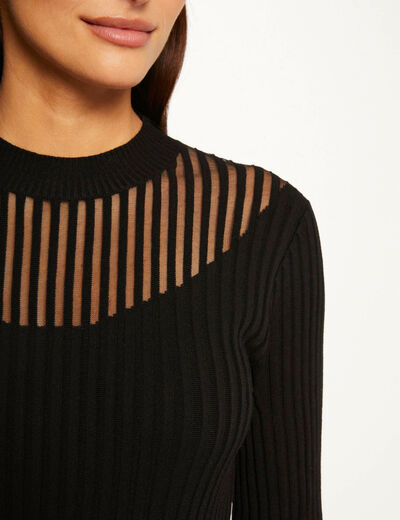 Long-sleeved jumper with high collar black ladies'