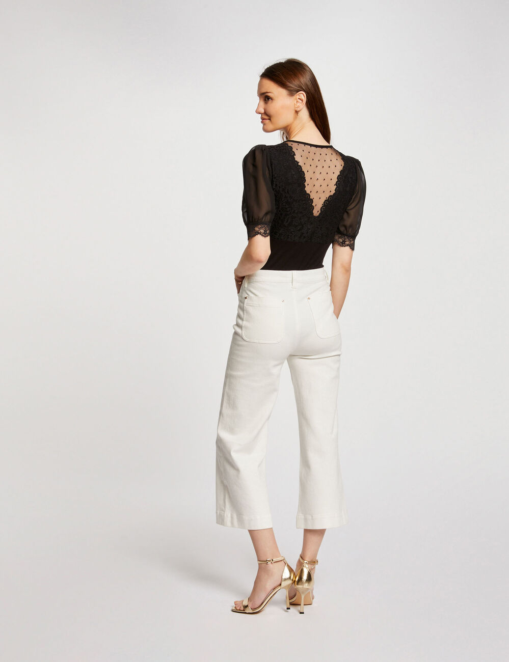 Lace body 3/4-length sleeves black women