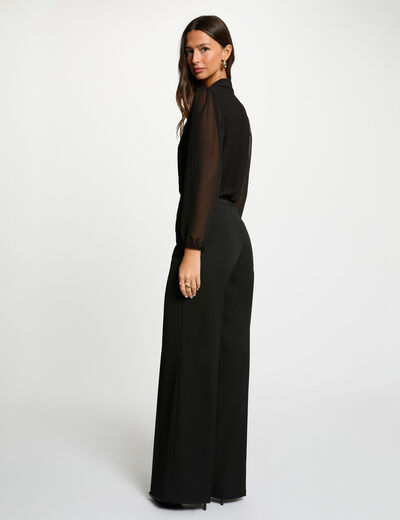 buttoned voile t shirt black women Buttoned voile t-shirt black women