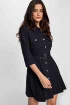 Fitted short dress navy blue women