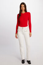 Ribbed jumper high collar red women