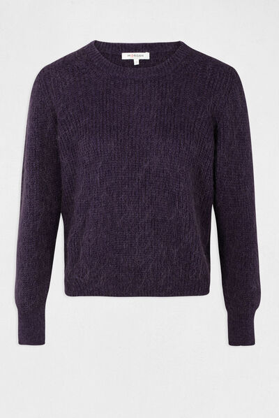 Long-sleeved jumper with buttons dark purple ladies'