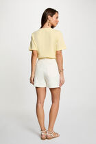 Straight t-shirt with round neck pastel yellow women