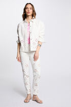 Embroidered denim jacket white women