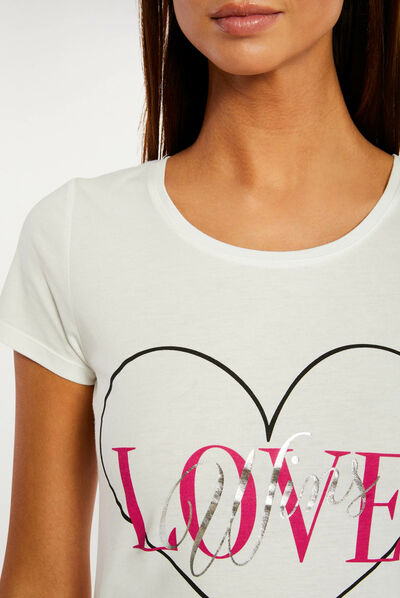 Short-sleeved t-shirt ecru ladies'