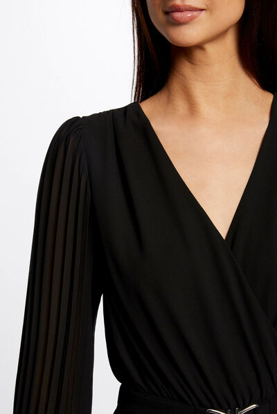 Jumpsuit with pleated wide legs black ladies'