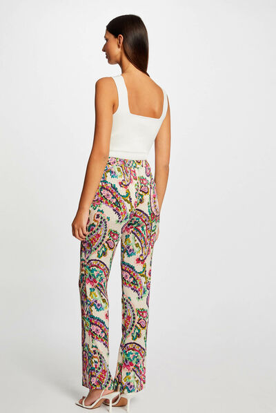 Loose straight trousers paisley print multico ladies'