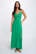 Straight maxi dress with slit meadow green women