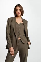 Veste courte col châle vert kaki femme