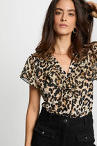 T-shirt voile col v multicolore femme