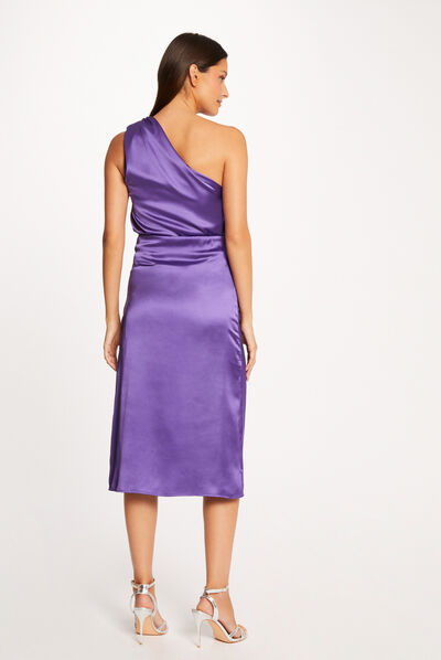 Asymmetrical satin blouse purple ladies'