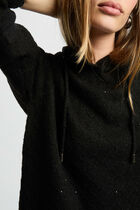 Pull col à capuche noir femme