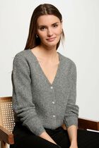 Cardigan with V-neck light grey women