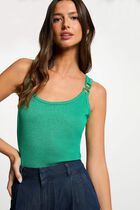 Sleeveless vest top emerald green women