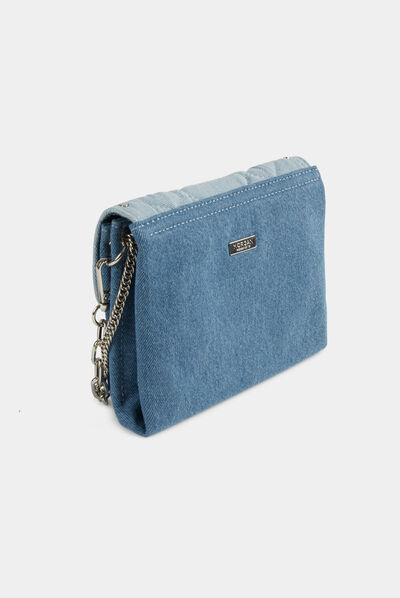 Denim clutch bag with studs denim ladies'