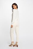 Long-sleeved cardigan openwork details ivory women