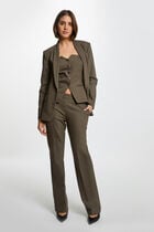 Veste courte col châle vert kaki femme
