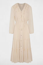 Robe longue fluide creme femme