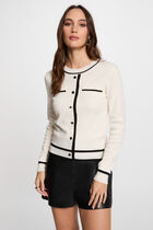 Pull col rond manches longues ivoire femme
