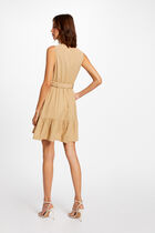 Loose straight belted dress camel women