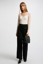 Jumper with openwork sleeves ivory women