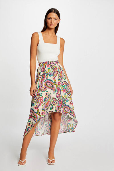 Printed A-line asymmetrical skirt multico ladies'