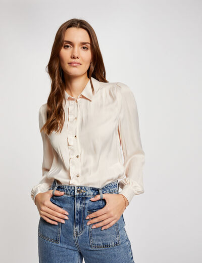 Shirt with ruffles details ivory ladies'