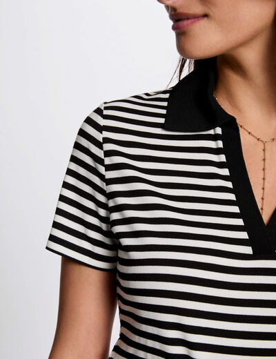 Striped short-sleeved t-shirt white women