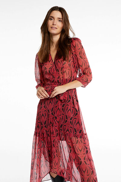 Midi wrap dress with abstract print multico ladies'