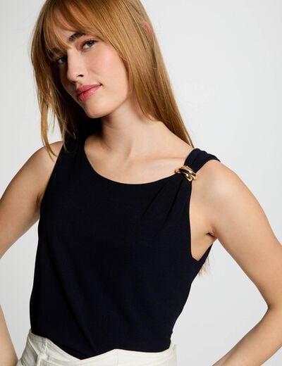 Sleeveless vest top navy blue women
