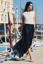 Asymmetric high-waisted skirt navy blue women