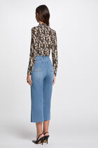 Pantalon jambe large 7/8ème denim stone femme