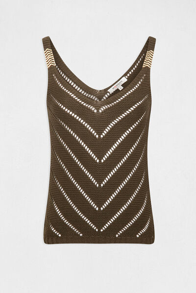 Jumper vest top with metal ornaments khaki green ladies'