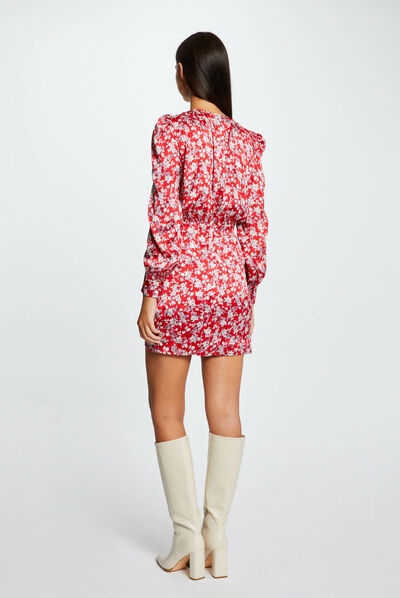 Draped waisted dress floral print multico ladies'