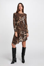 Robe courte trapèze imprimée multicolore femme