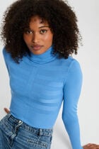 Fitted high neck sweater blue women