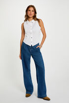 Sleeveless fitted shirt white women