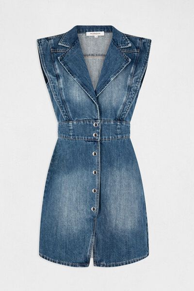 Sleeveless straight dress stone denim ladies'