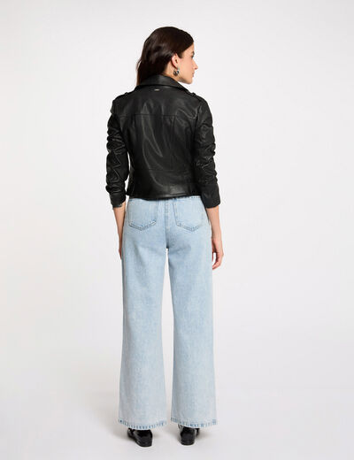 Straight jacket notched lapel collar black women