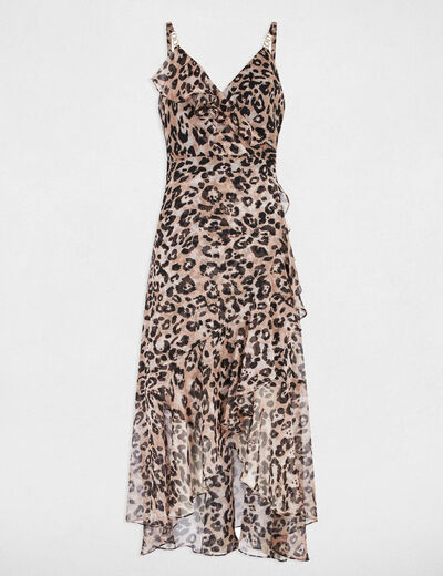 Printed fitted midi dress multicolor women