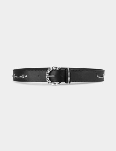 Belt with chain details black ladies'