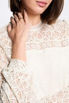 Long-sleeve lace t-shirt ivory women