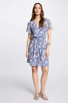 Robe courte droite imprimée multicolore femme