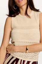 Sleeveless sweater with round neck beige women
