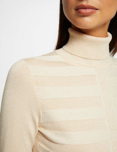 Long-sleeved jumper with turtleneck light pink ladies'