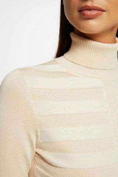Long-sleeved jumper with turtleneck light pink ladies'