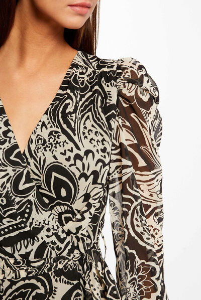 Midi wrap dress with paisley print multico ladies'