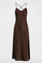 Satin dress with v-neck multicolor women