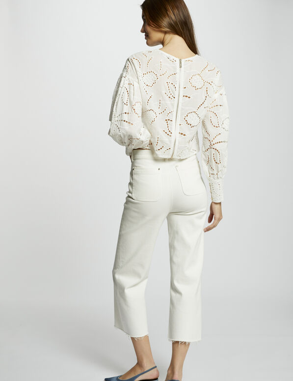 cropped wide leg trousers ivory women Cropped wide leg trousers ivory women